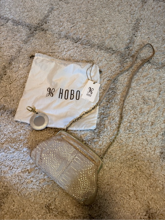 HOBO Handbags - HOBO Champagne Metallic Croc-Embossed Crossbody with Chain Strap